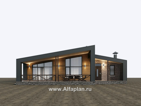 Проекты домов Альфаплан - "Аметист" - экономичный одноэтажный дом в стиле барнхаус - превью дополнительного изображения №1