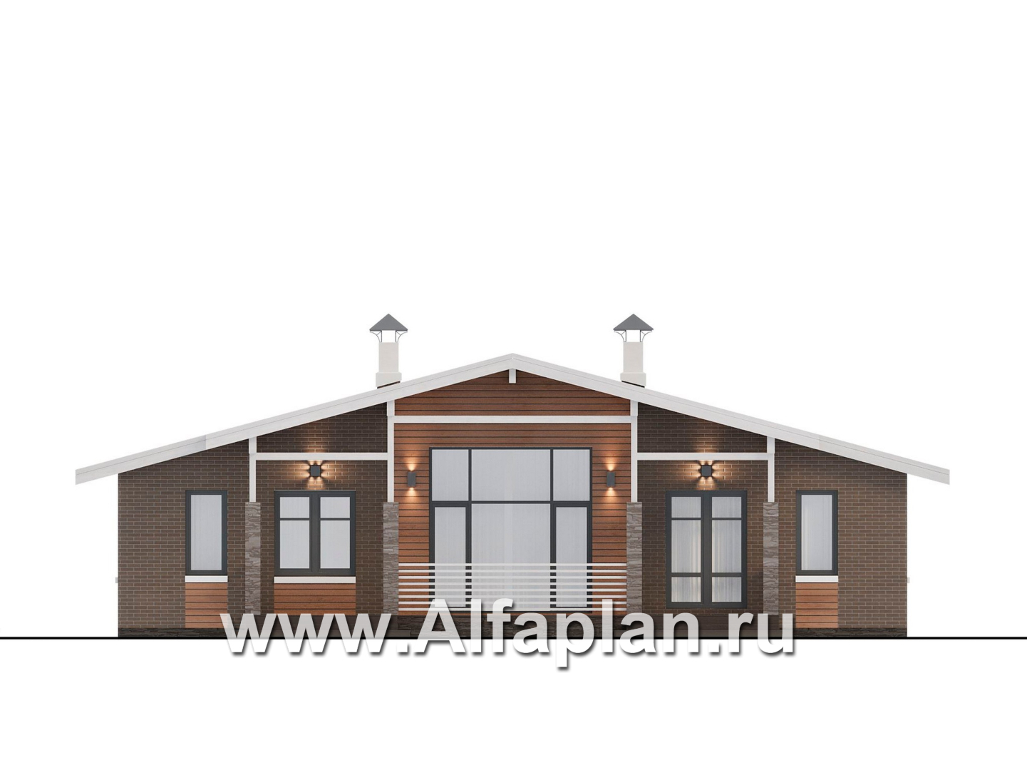 Проекты домов Альфаплан - "Симплекс" - простой в строительстве одноэтажный дом - изображение фасада №4
