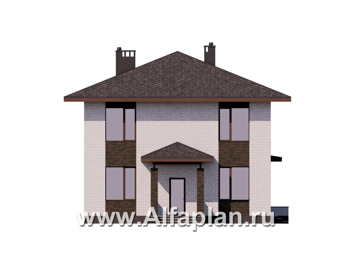 Проекты домов Альфаплан - Проект экономичного двухэтажного дома - изображение фасада №1