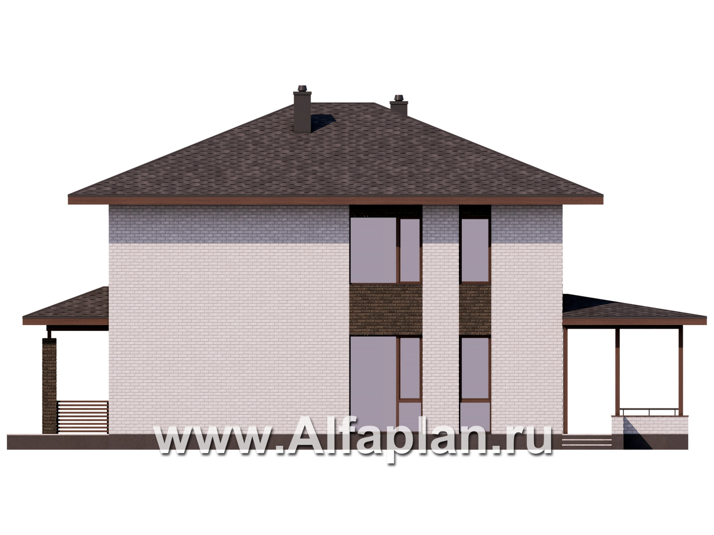Проекты домов Альфаплан - Проект экономичного двухэтажного дома - изображение фасада №2