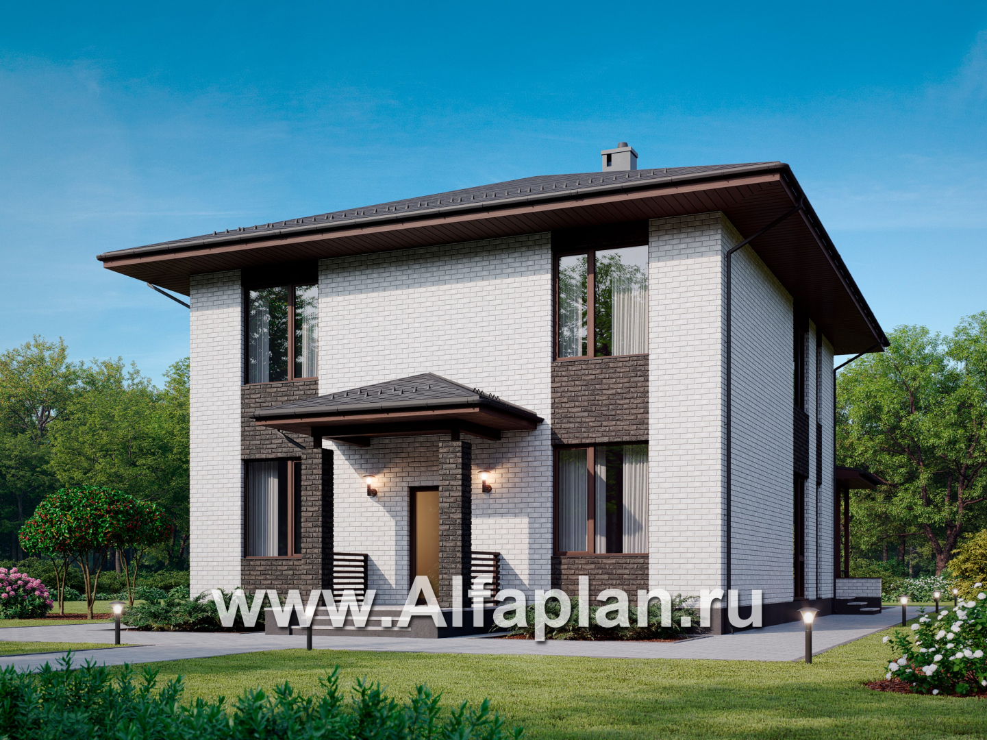 Проекты домов Альфаплан - Проект экономичного двухэтажного дома - основное изображение