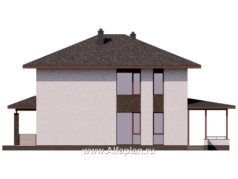 Проекты домов Альфаплан - Проект экономичного двухэтажного дома - превью фасада №2