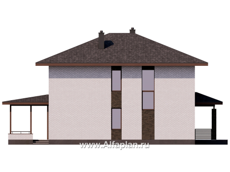 Проекты домов Альфаплан - Проект экономичного двухэтажного дома - превью фасада №3