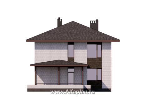 Проекты домов Альфаплан - Проект экономичного двухэтажного дома - превью фасада №4