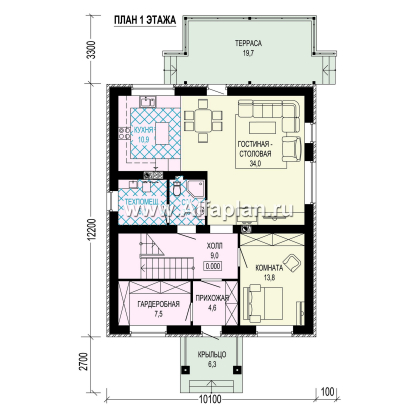 Проекты домов Альфаплан - Проект экономичного двухэтажного дома - превью плана проекта №1