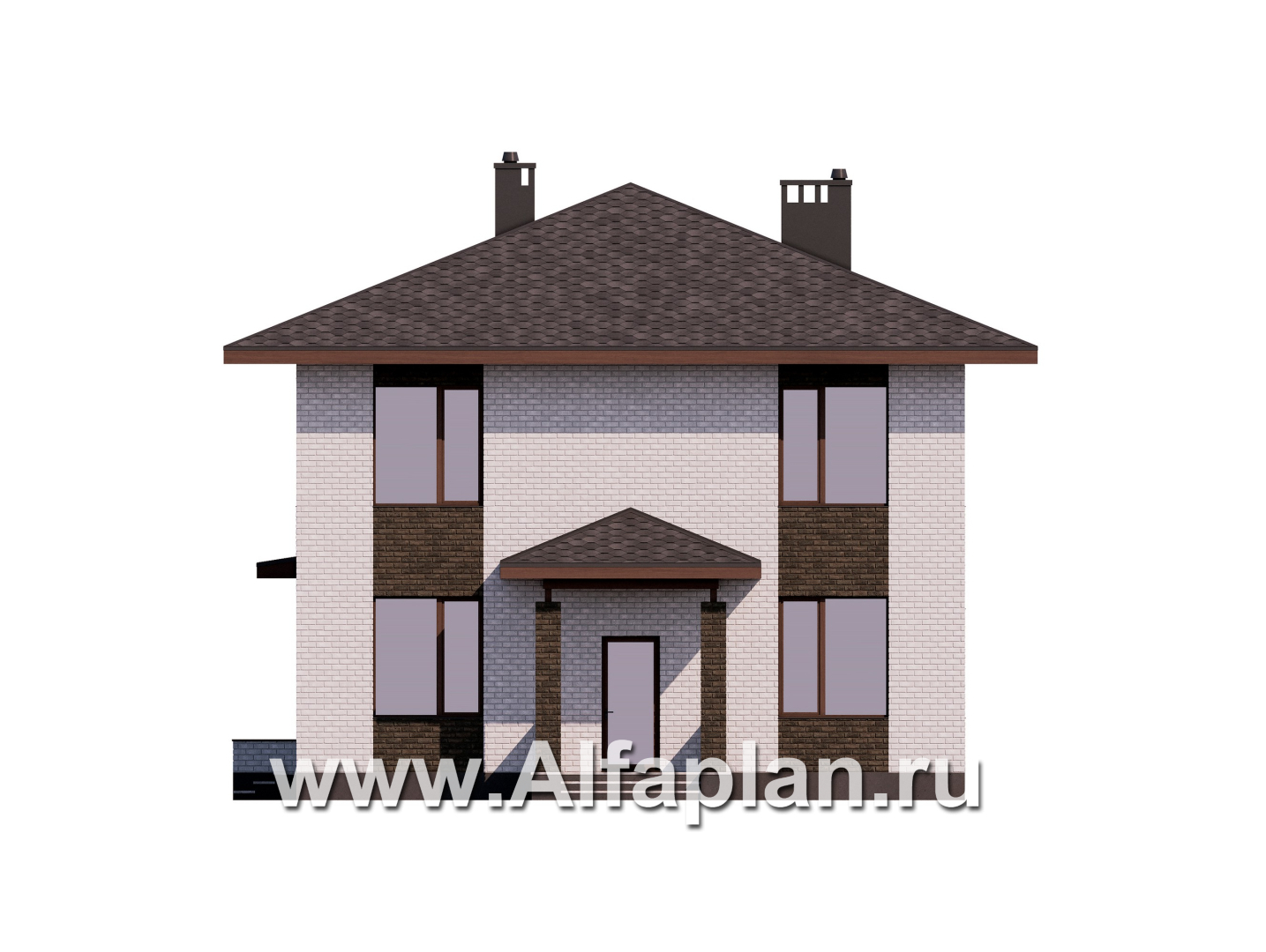 Проекты домов Альфаплан - Проект экономичного двухэтажного дома - изображение фасада №1