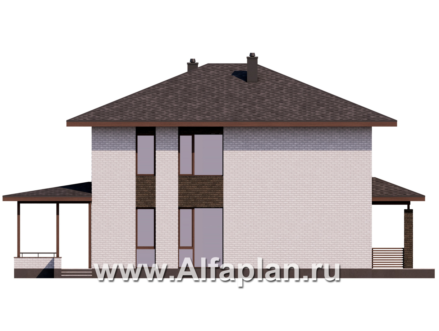 Проекты домов Альфаплан - Проект экономичного двухэтажного дома - изображение фасада №3