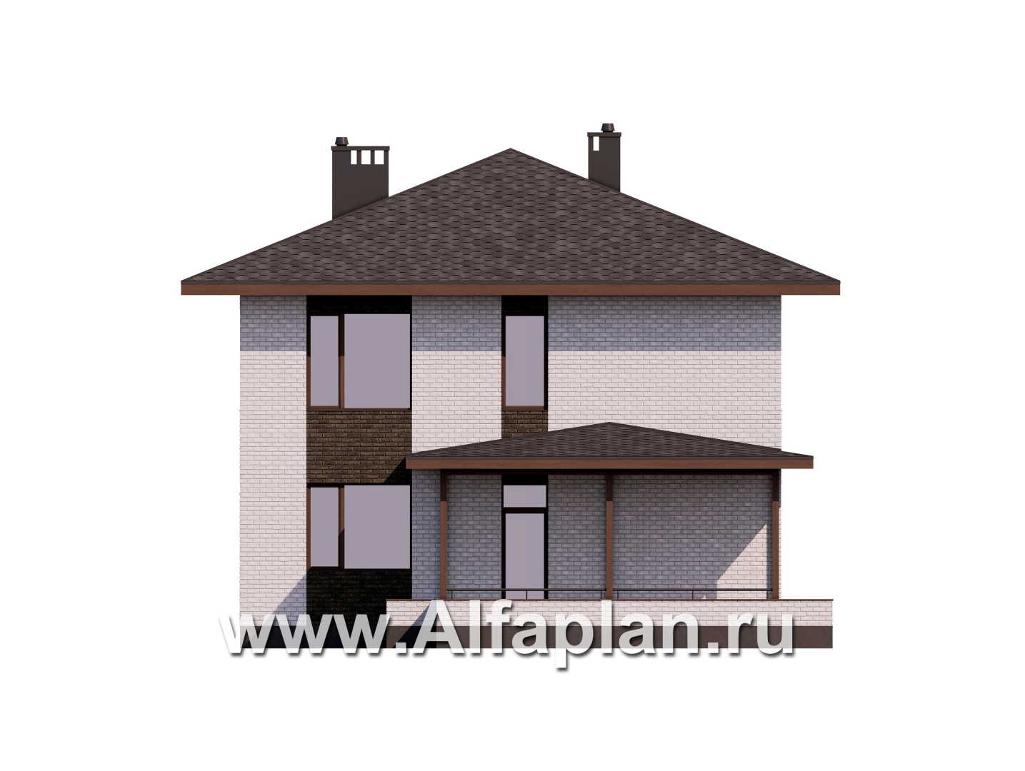 Проекты домов Альфаплан - Проект экономичного двухэтажного дома - изображение фасада №4