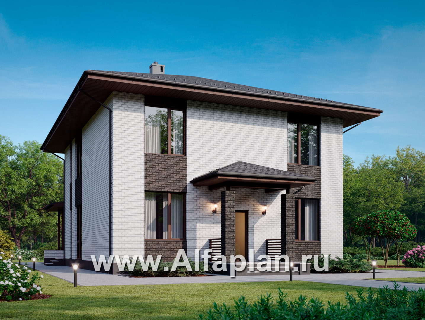 Проекты домов Альфаплан - Проект экономичного двухэтажного дома - основное изображение