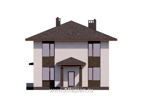 Проекты домов Альфаплан - Проект экономичного двухэтажного дома - превью фасада №1