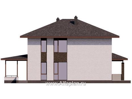 Проекты домов Альфаплан - Проект экономичного двухэтажного дома - превью фасада №3