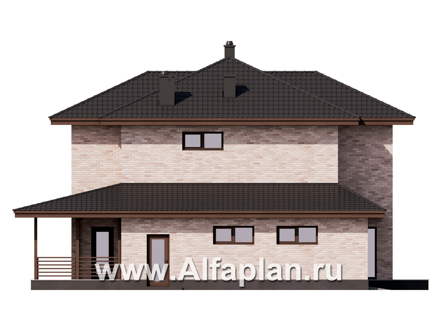 Проекты домов Альфаплан - Проект двухэтажного дома с гаражом - изображение фасада №3