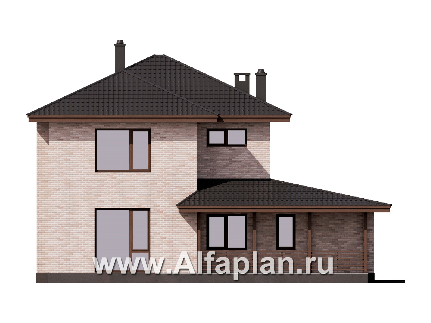 Проекты домов Альфаплан - Проект двухэтажного дома с гаражом - изображение фасада №4