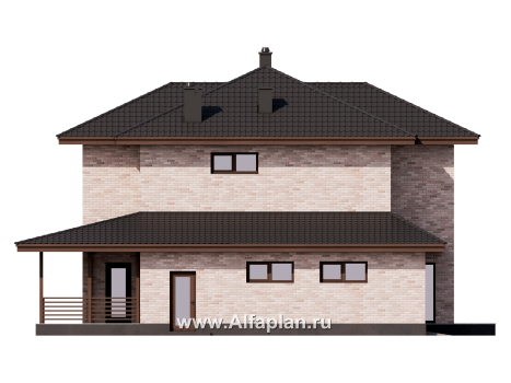 Проекты домов Альфаплан - Проект двухэтажного дома с гаражом - превью фасада №3