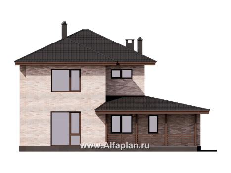 Проекты домов Альфаплан - Проект двухэтажного дома с гаражом - превью фасада №4