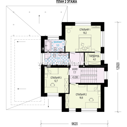 Проекты домов Альфаплан - Проект двухэтажного дома с гаражом - превью плана проекта №2
