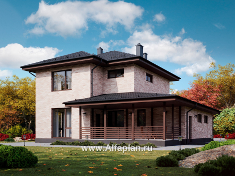 Проекты домов Альфаплан - Проект двухэтажного дома с гаражом - превью дополнительного изображения №1