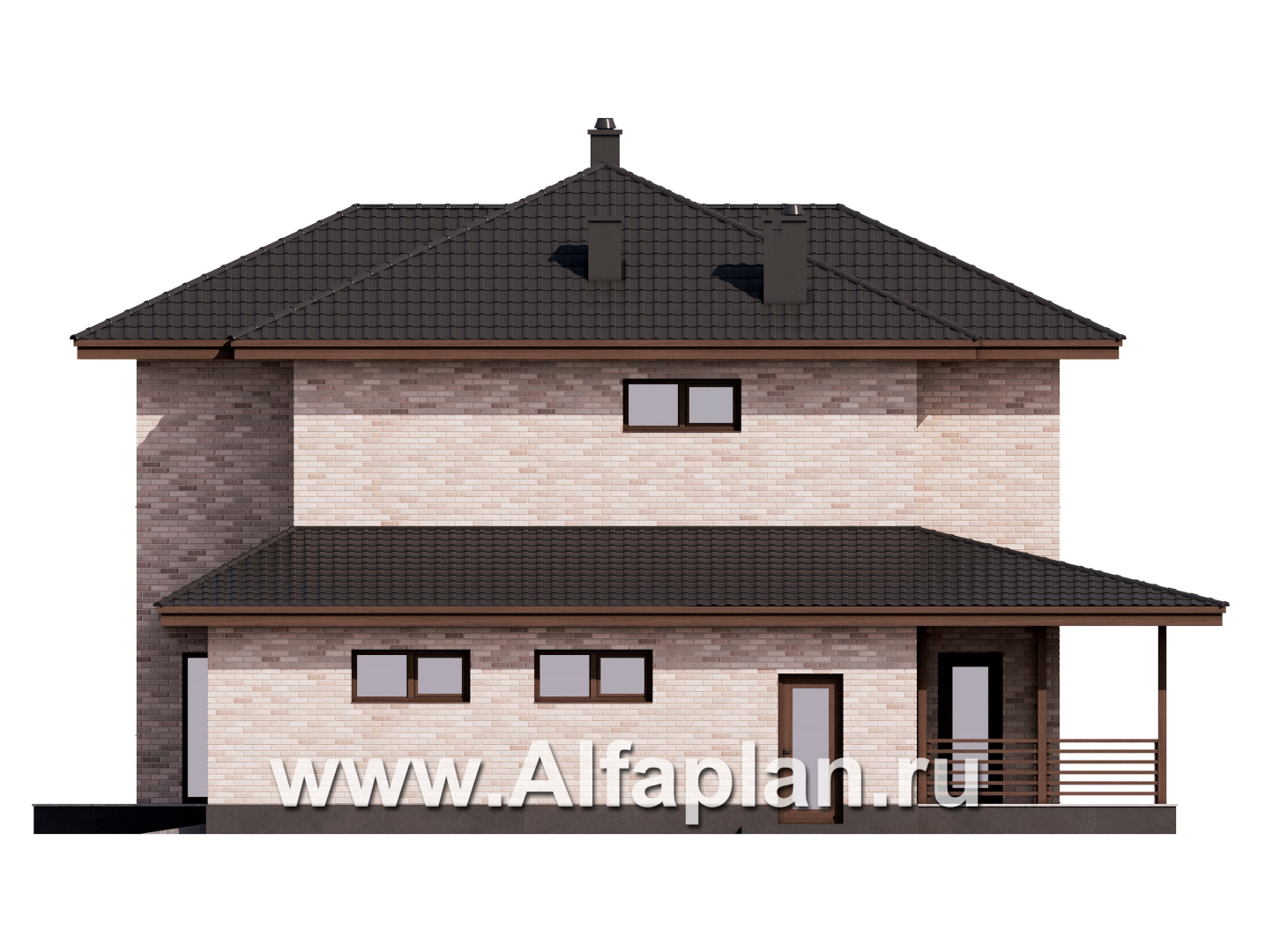Проекты домов Альфаплан - Проект двухэтажного дома с гаражом - изображение фасада №2