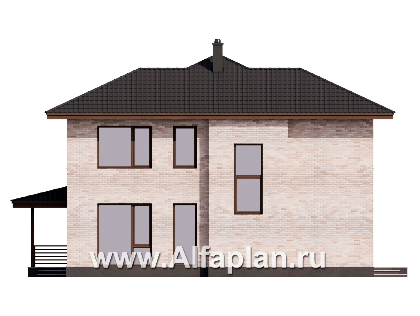 Проекты домов Альфаплан - Проект двухэтажного дома с гаражом - изображение фасада №3