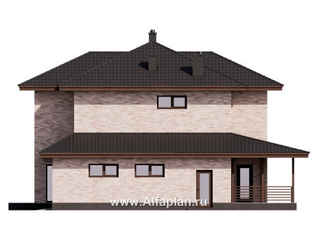 Проекты домов Альфаплан - Проект двухэтажного дома с гаражом - превью фасада №2