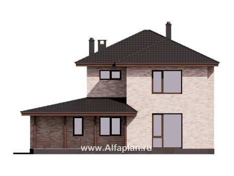 Проекты домов Альфаплан - Проект двухэтажного дома с гаражом - превью фасада №4