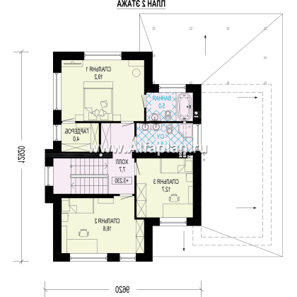 Проекты домов Альфаплан - Проект двухэтажного дома с гаражом - превью плана проекта №2