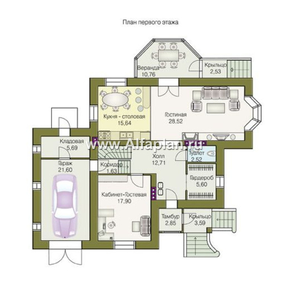 Проекты домов Альфаплан - «Приорат» - элегантный проект коттеджа с цокольным этажом - превью плана проекта №2