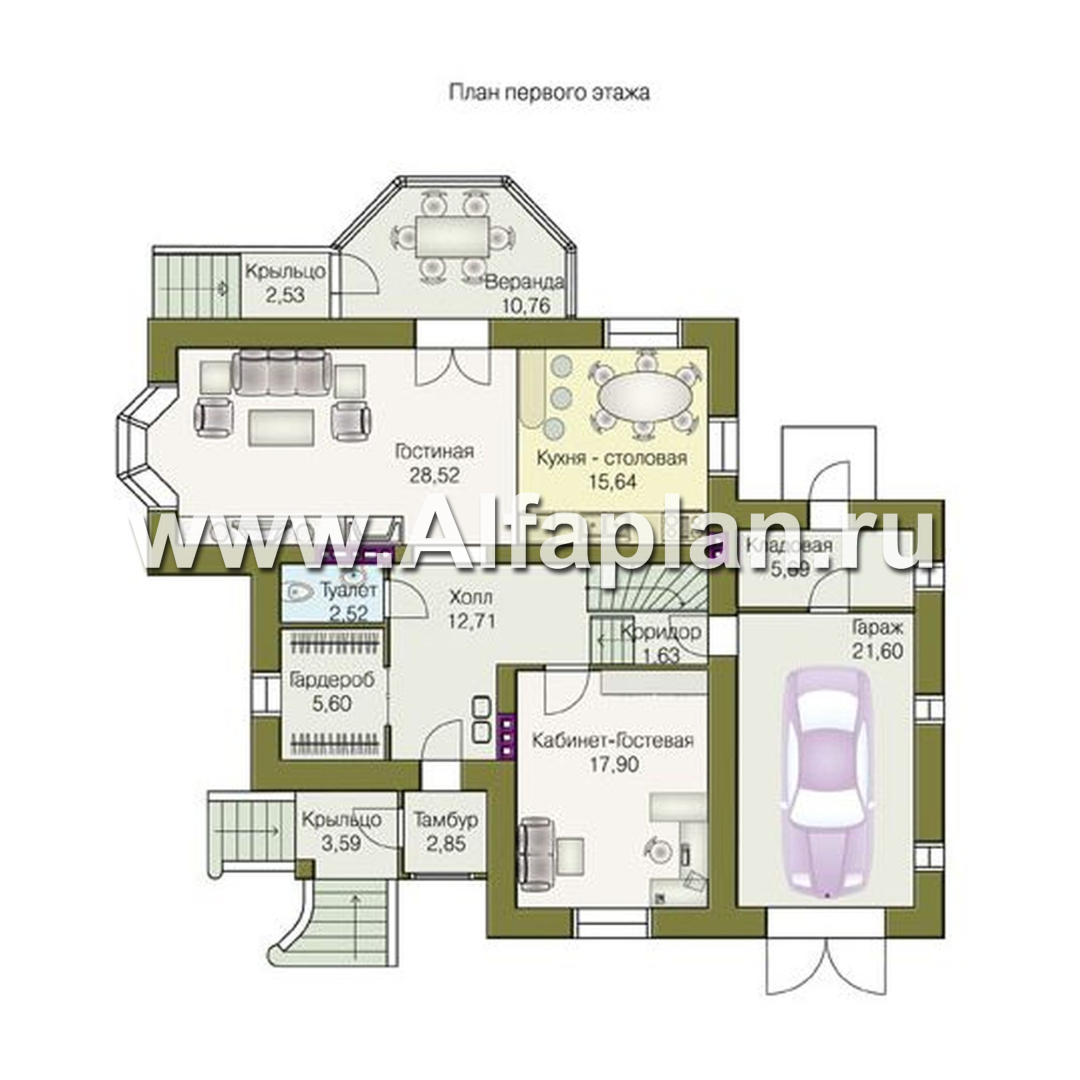 Проекты домов Альфаплан - «Приорат» - элегантный проект коттеджа с цокольным этажом - план проекта №2