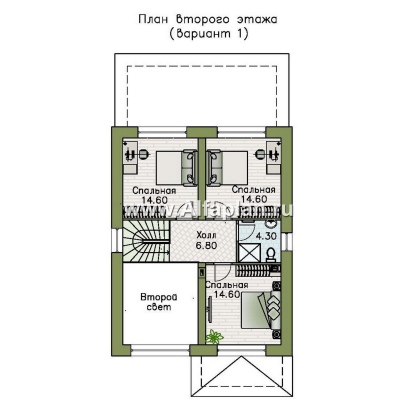 «Остров сокровищ» - проект двухэтажного дома в скандинавском стиле со вторым светом, с террасой - превью план дома