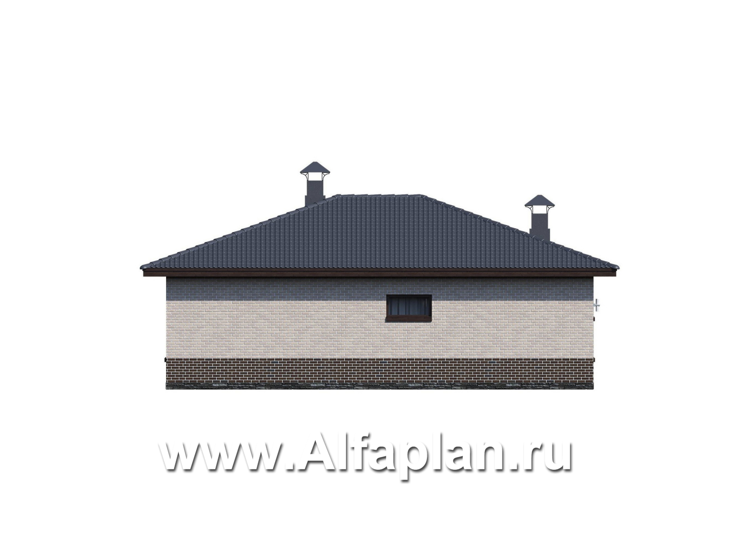 Проекты домов Альфаплан - «Алазея» - просторный одноэтажный дом с тремя спальнями и кабинетом - изображение фасада №3
