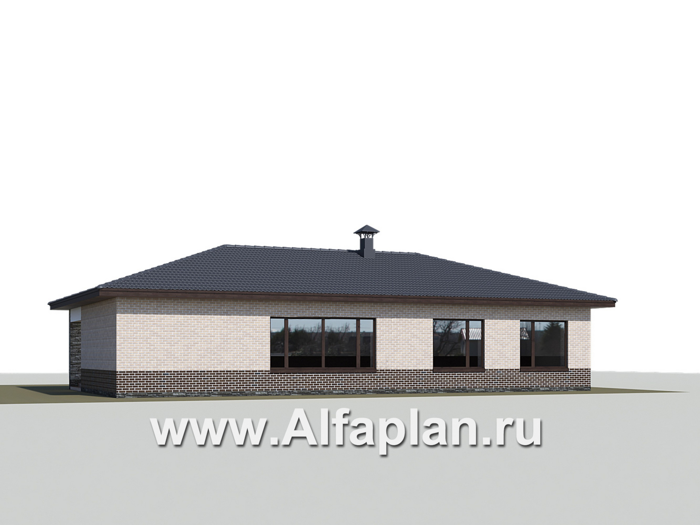 «Алазея» - проект одноэтажного дома из газобетона, с террасой, 3 спальни и кабинет, в современном стиле - дизайн дома №3