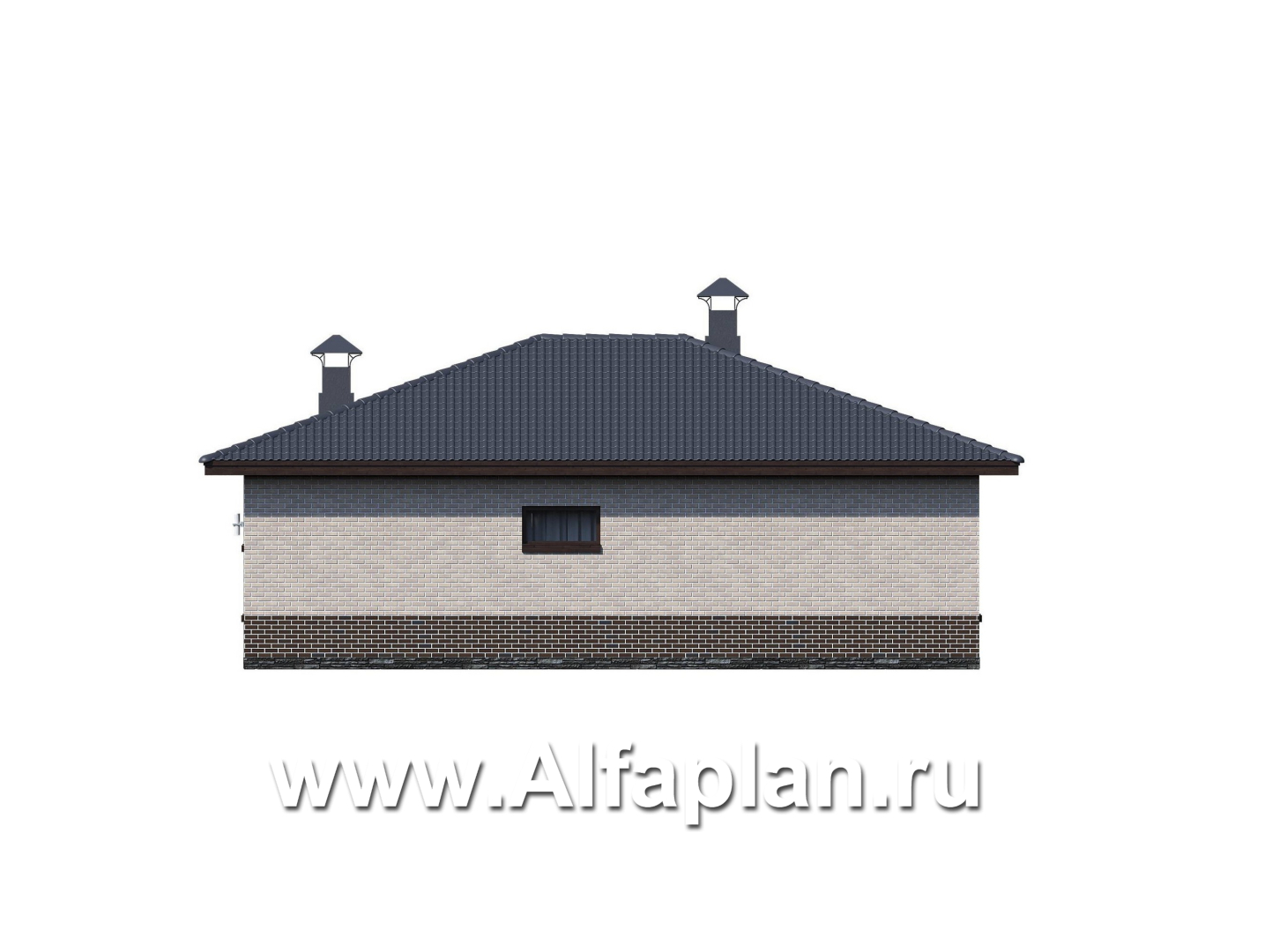 Проекты домов Альфаплан - «Алазея» - просторный одноэтажный дом с тремя спальнями и кабинетом - изображение фасада №2