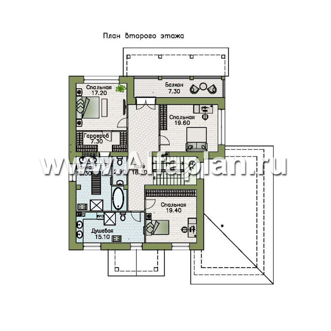 Проекты домов Альфаплан - "Октоберфест" - проект дома в немецком стиле, баварская кладка - изображение плана проекта №2