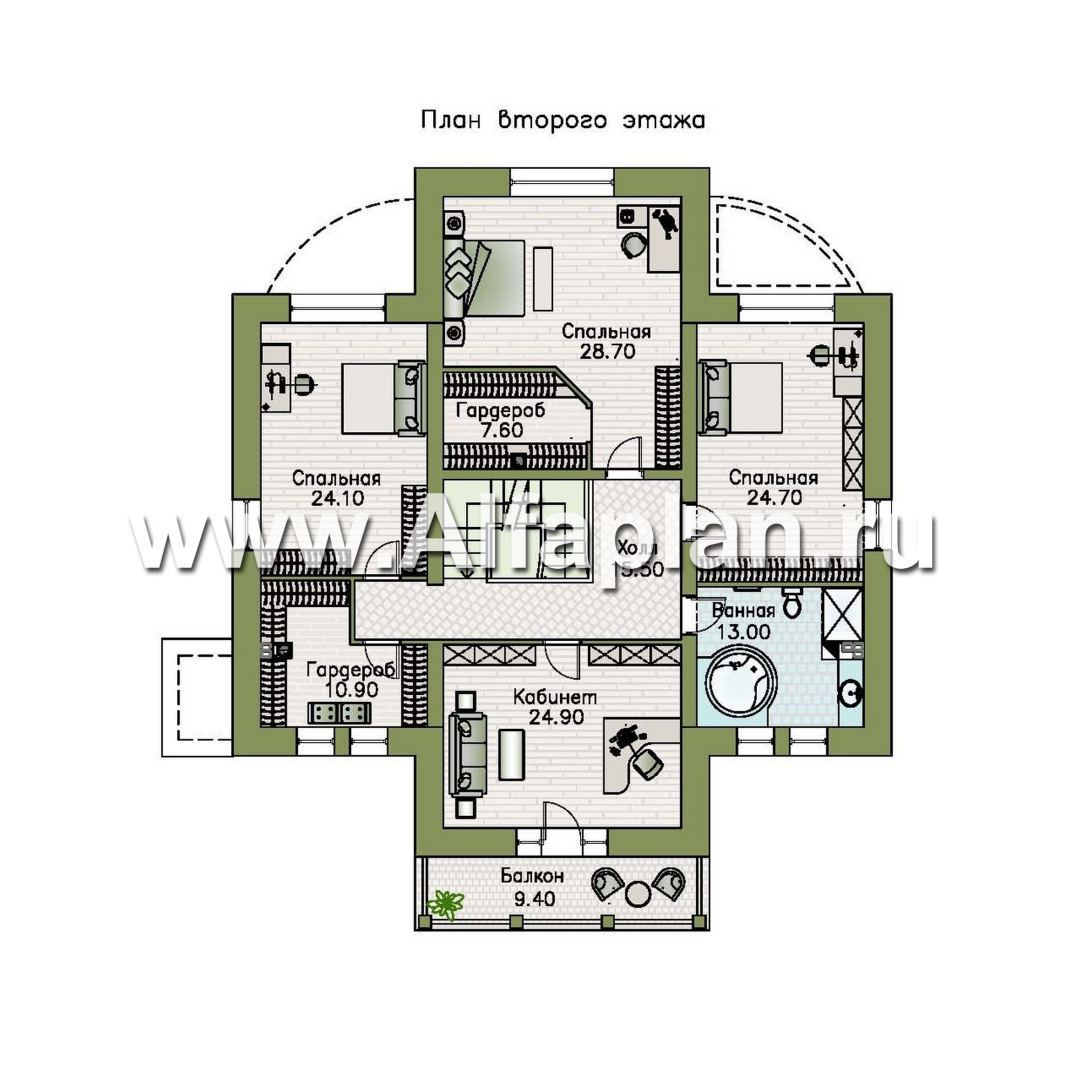 Проекты домов Альфаплан - "Тиволи" - проект виллы в классическом стиле, русская усадьба - план проекта №2