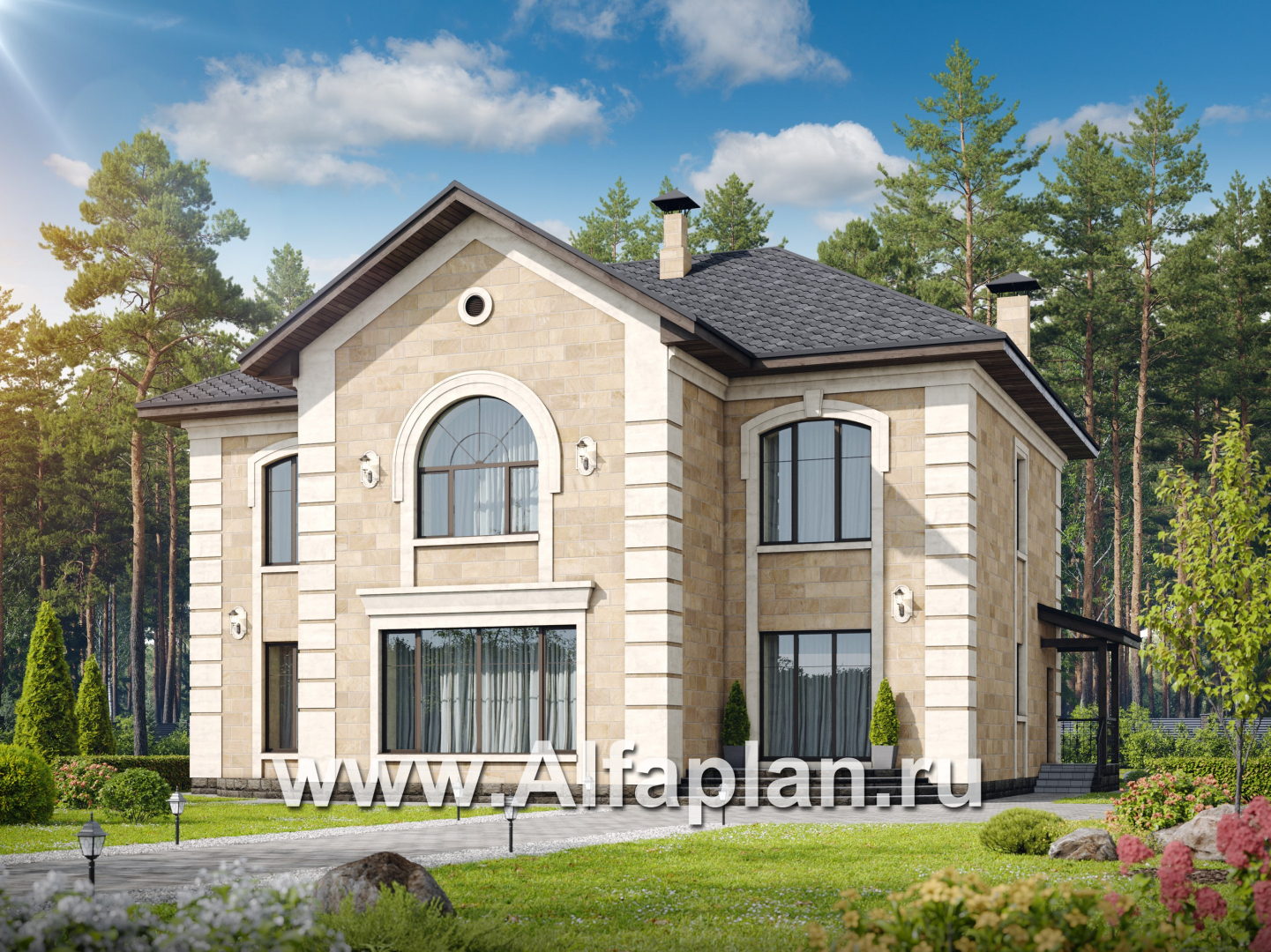 Проекты домов Альфаплан - "Тиволи" - проект виллы в классическом стиле, русская усадьба - дополнительное изображение №1
