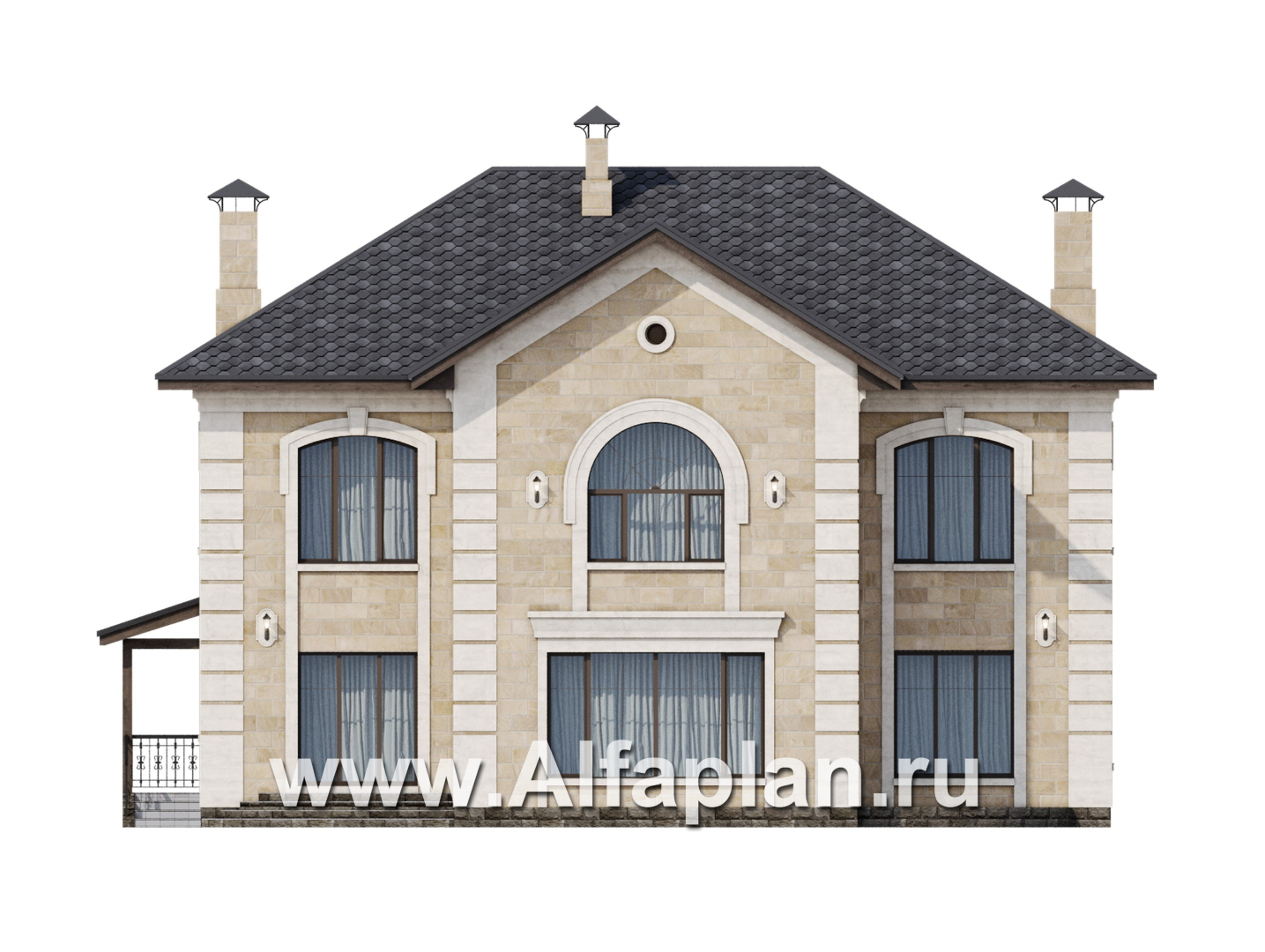 Проекты домов Альфаплан - "Тиволи" - проект виллы в классическом стиле, русская усадьба - изображение фасада №4