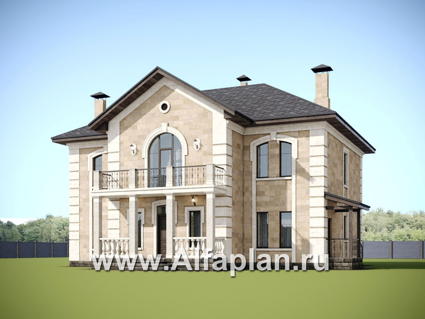 Проекты домов Альфаплан - "Тиволи" - проект виллы в классическом стиле, русская усадьба - дополнительное изображение №2