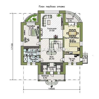 Проекты домов Альфаплан - "Тиволи" - проект виллы в классическом стиле, русская усадьба - превью плана проекта №1