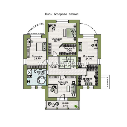 Проекты домов Альфаплан - "Тиволи" - проект виллы в классическом стиле, русская усадьба - превью плана проекта №2
