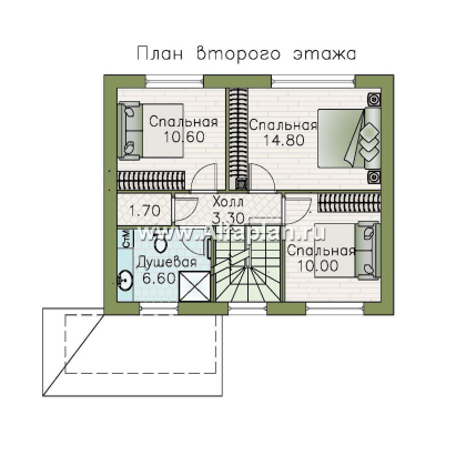 «Джокер» - проект каркасного дома с мансардой, планировка с кабинетом на 1-ом этаже - превью план дома