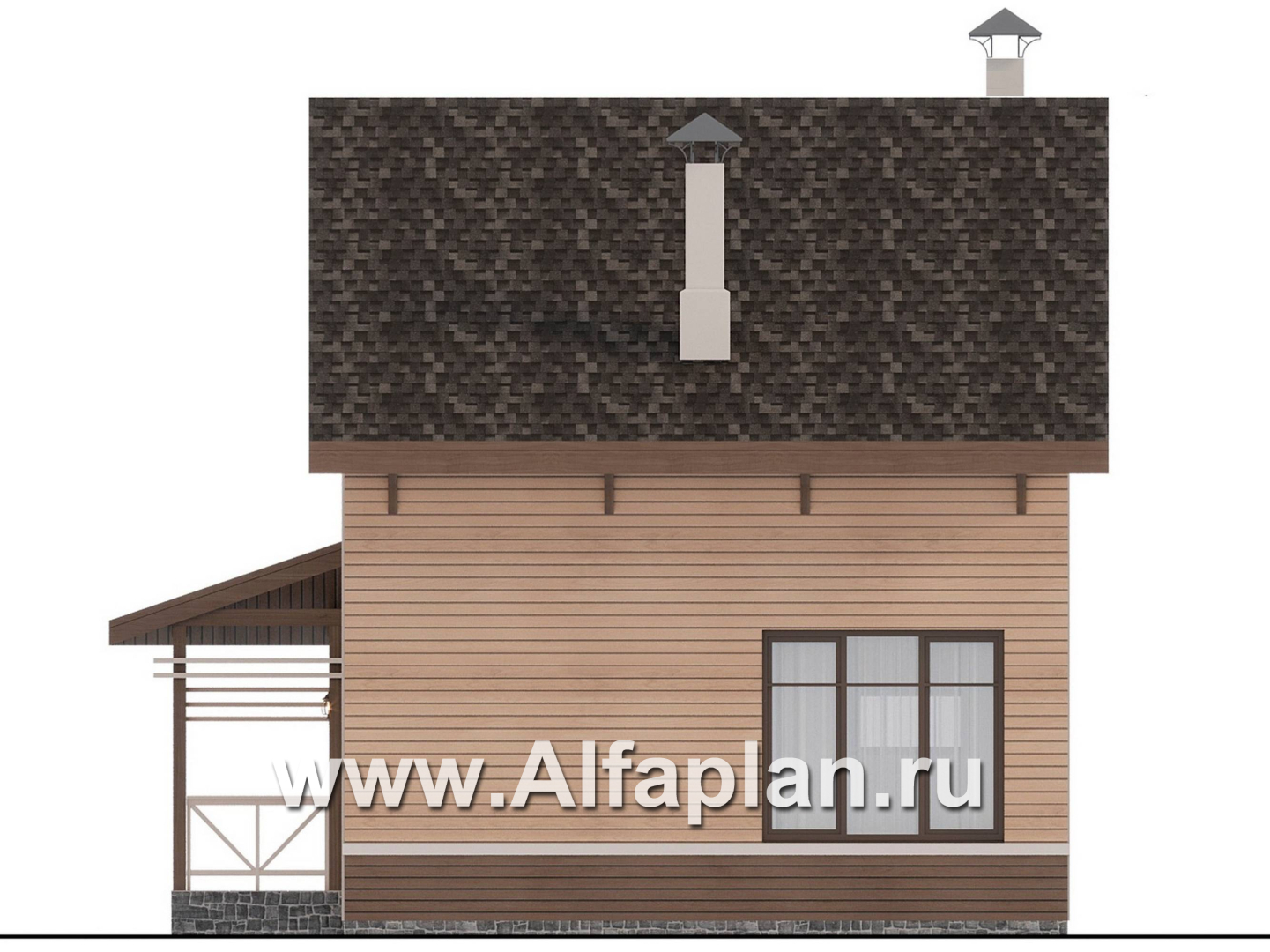 Проекты домов Альфаплан - "Джекпот" - проект каркасного дома, строить быстро, жить - комфортно - изображение фасада №2