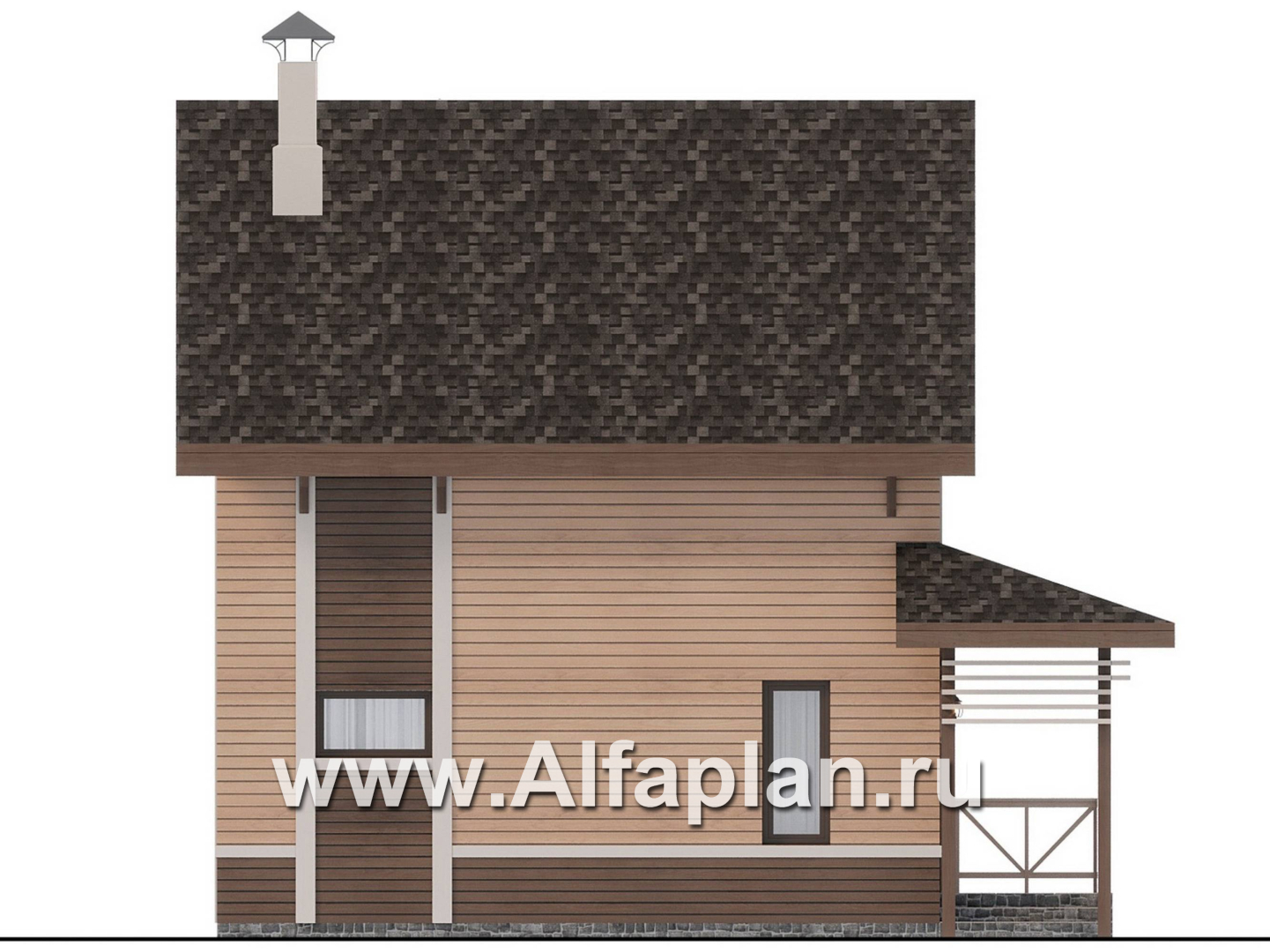 Проекты домов Альфаплан - "Джекпот" - проект каркасного дома, строить быстро, жить - комфортно - изображение фасада №3