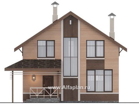 Проекты домов Альфаплан - "Джекпот" - проект каркасного дома, строить быстро, жить - комфортно - превью фасада №1