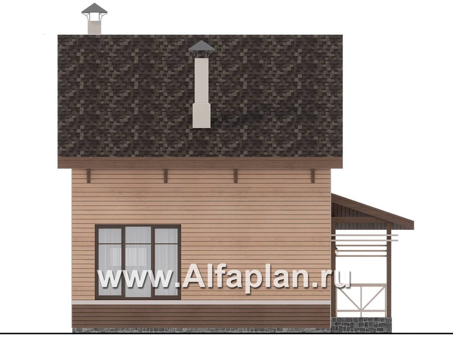 Проекты домов Альфаплан - "Джекпот" - проект каркасного дома с мансардой, строить быстро, жить - комфортно - изображение фасада №2