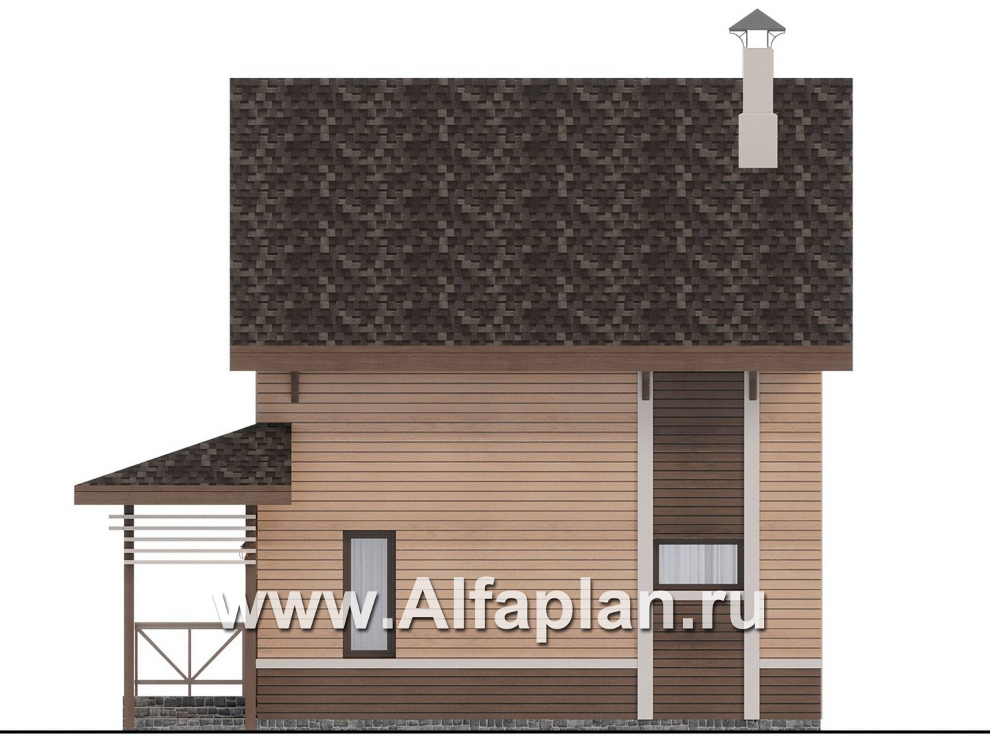 Проекты домов Альфаплан - "Джекпот" - проект каркасного дома, строить быстро, жить - комфортно - изображение фасада №3