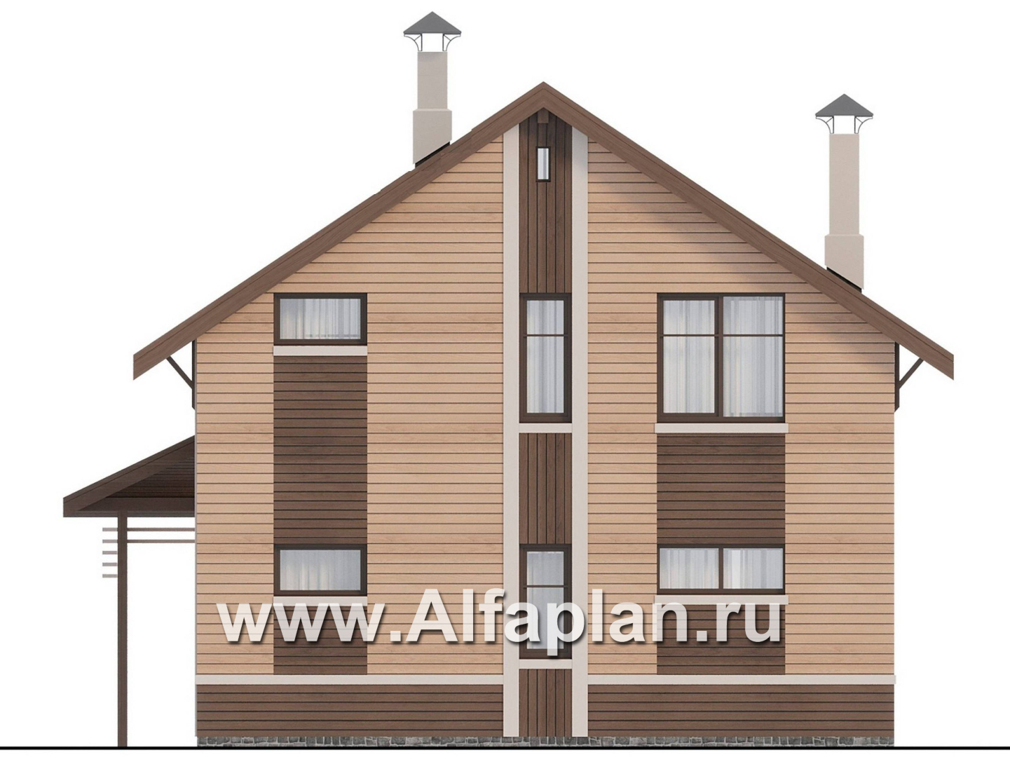 Проекты домов Альфаплан - "Джекпот" - проект каркасного дома с мансардой, строить быстро, жить - комфортно - изображение фасада №4