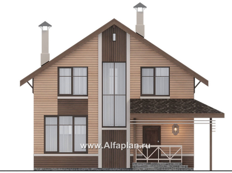 Проекты домов Альфаплан - "Джекпот" - проект каркасного дома с мансардой, строить быстро, жить - комфортно - превью фасада №1