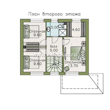 Проекты домов Альфаплан - "Джекпот" - проект каркасного дома с мансардой, строить быстро, жить - комфортно - превью плана проекта №2
