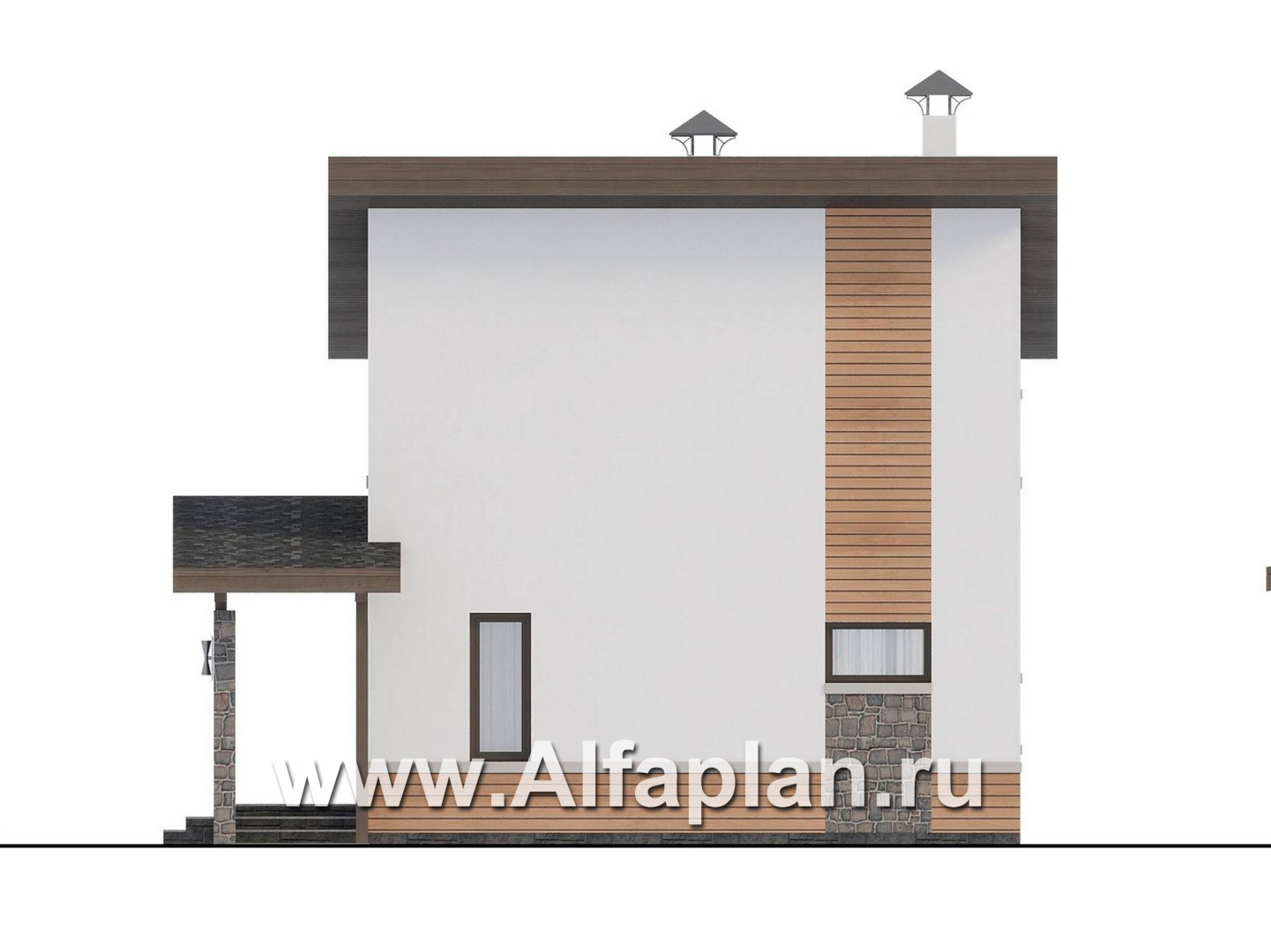 Проекты домов Альфаплан - "Джекпот" - проект каркасного дома с односкатной кровлей, в современном стиле - изображение фасада №3