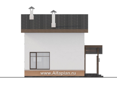 Проекты домов Альфаплан - "Джекпот" - проект каркасного дома с односкатной кровлей, в современном стиле - превью фасада №2